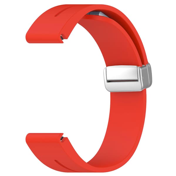 Silikon 26mm Fällbart Silver Spänne Klockarmband För Garmin Fenix 7x/7x Solar/tactix 7 Pro Red