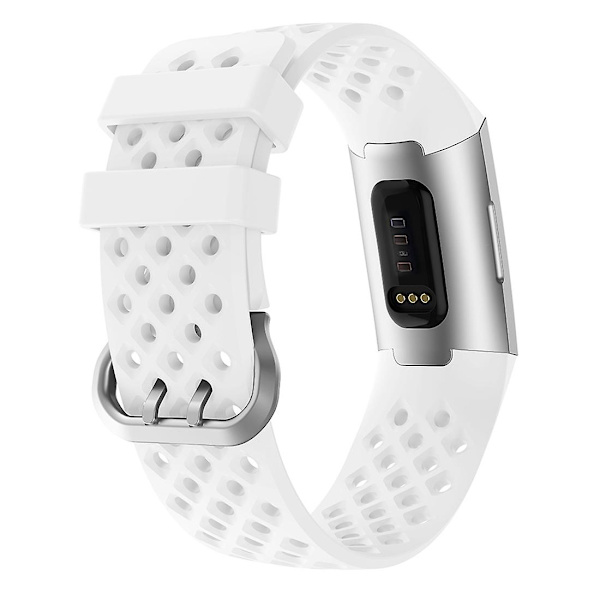 Til Fitbit Charge 3 / 4 Hul firkantet silikone rem White