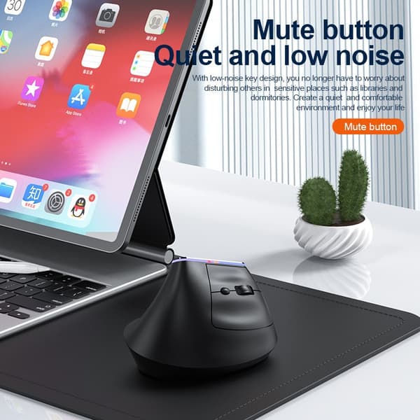 Trådlös mus BT, 57° handledsvänlig ergonomisk, tysta klick, 2.4G/BT 5.2 (vit)