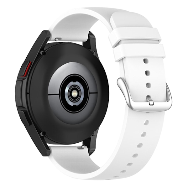 Samsung Galaxy Watch 5 Pro 45mm/Huami Amazfit Bip 3/3 Pro -silikoniranneke 20mm säädettävä rannehihna White Silver Buckle