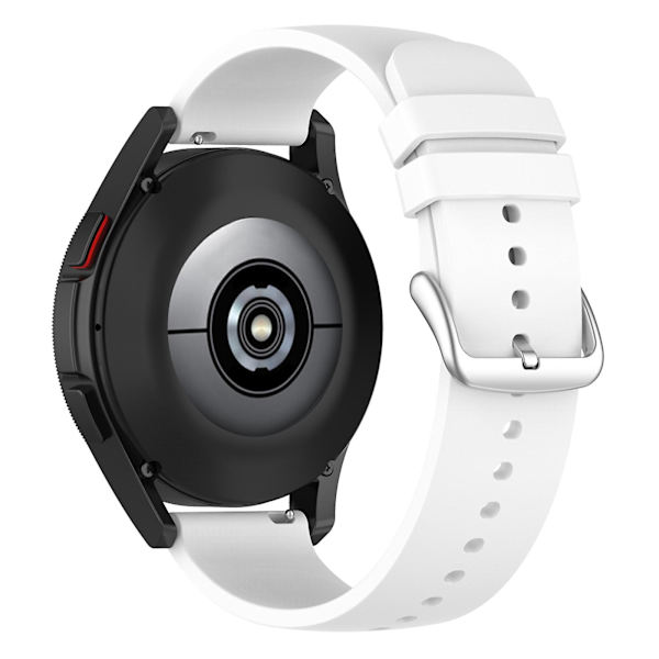 Til Samsung Galaxy Watch 5 Pro 45mm/Huami Amazfit Bip 3/3 Pro Silikonurrem 20mm Justerbar Håndledsrem Justering White Silver Buckle