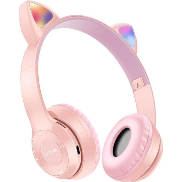 Kuulokkeet P47m Bluetooth-yhteensopivat Päässä asennettava Valoisa Kissan korva Rentouttava Stereo P47m earphones (pink)