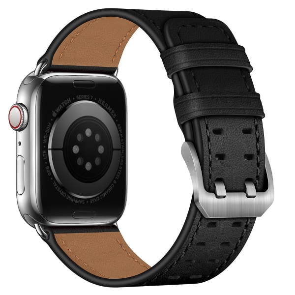 Business Läderrem för Apple Watch Ultra 49mm 8 7 45mm 41mm Högkvalitativt armband för Iwatch 6 5 4 3 Se 38mm 40mm 42mm 44mm For 38mm 40mm 41mm Black 3