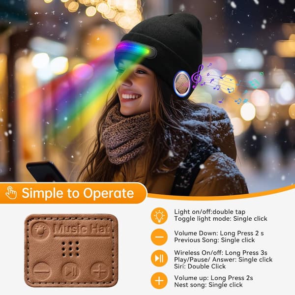 LED-lue med Bluetooth - med høyttaler, håndfri samtale (fargerike lys)