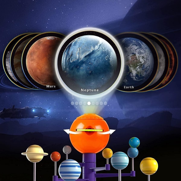 Solsystem for barn, snakkende astronomi Solsystemmodellsett, Planetarium-projektorstammeleker med 8 planeter, romleker for 3 4 5+ år gamle gutter
