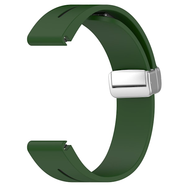 20mm Dubbel Färg Silikon Magnetisk Silver Spänne Klockarmband För Samsung Galaxy Watch 6/6 Classic/5/4 Army Green Black