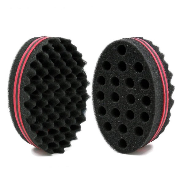 2 stk Små hull Hårtwist Svamp Barber Brush For Dreads Låsing Twist Afro Curl Coil Kampleieverktøy