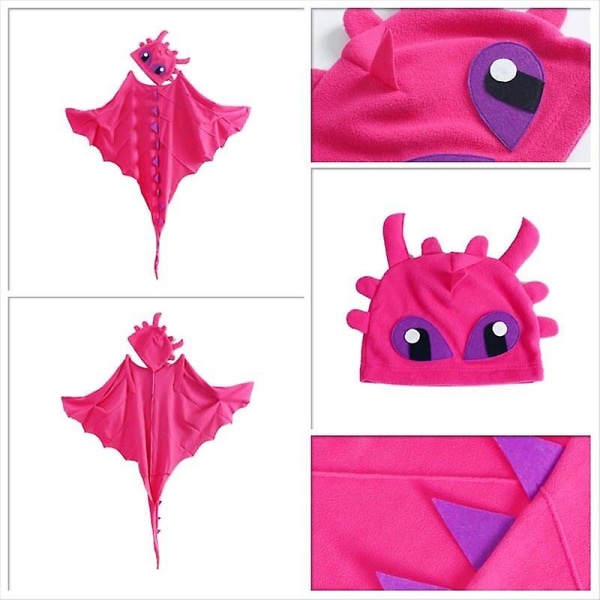 Kids Cloak Kit Dinosaur Cosplay Cape Hat Mask -asu Red