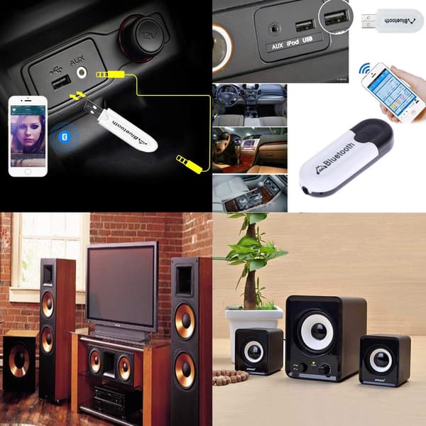 Bluetooth-mottaker 3.5 mm trådløs stereolydmottaker (svart)
