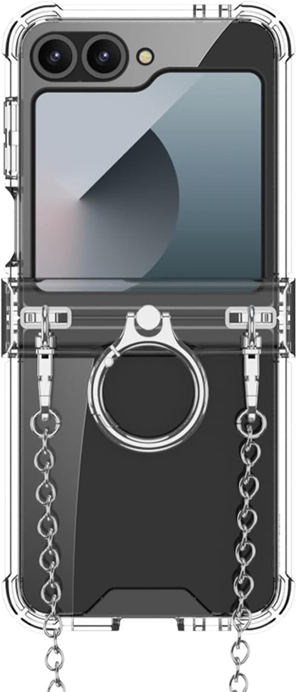 Etui til Samsung Galaxy Z Flip 7, med håndleddsstropp (sølv)