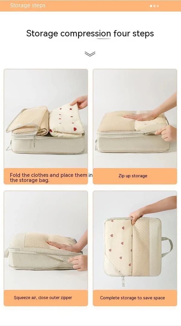 Kuffert Organizer Taskesæt, Komprimeret Mesh 5-pak (Beige)