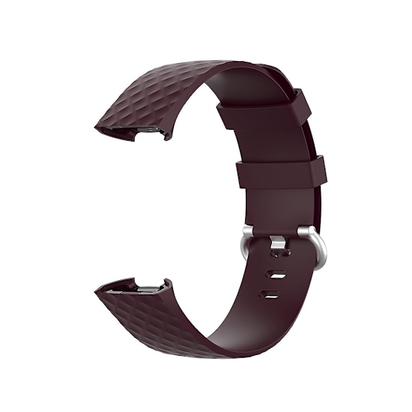 18mm Silverfärgat spänne TPU armband för Fitbit Charge 4 / Charge 3 SE, Storlek: L Rosewood