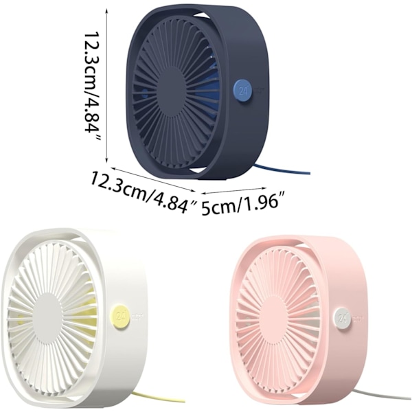 Bordventilator - 3 hastigheder 360° justerbar (hvid)