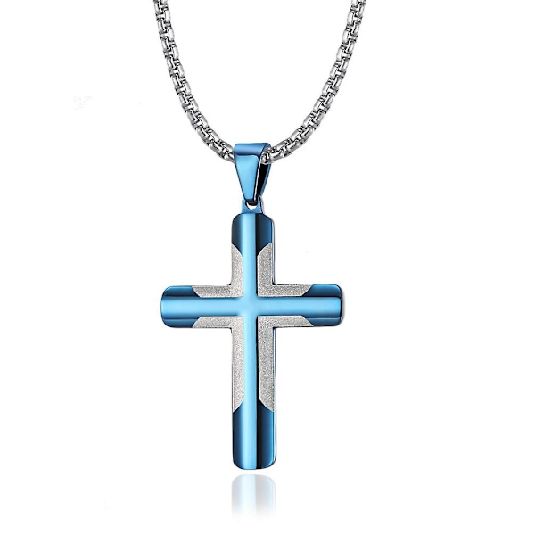 Mænd rustfrit stål Cross Pendant halskæder til mænd Pendant blue