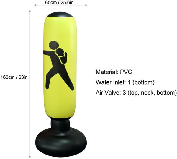 160 cm uppblåsbar boxningssäck (svart) Black