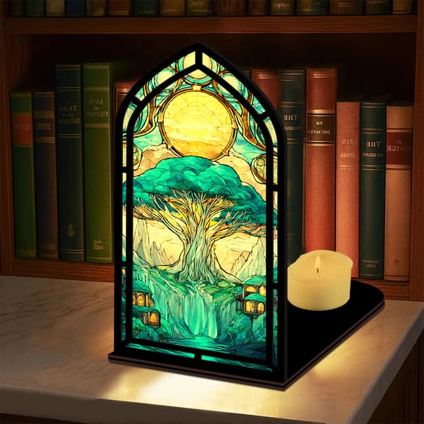 Fantasy bokkrok for bokelskere, med stearinlyslampe Tree