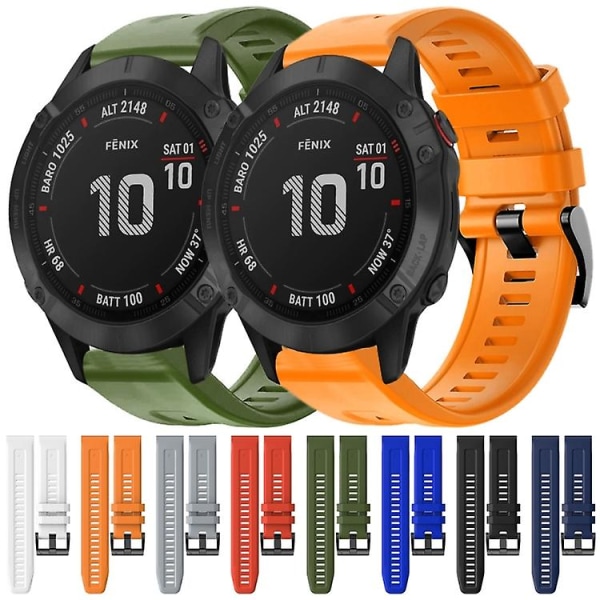 Til Garmin Fenix ​​6 Pro Gps metalspænde ensfarvet silikone urbånd PPT Black