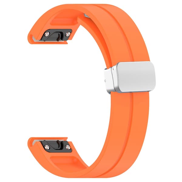 Silikon 26mm Fällbart Silver Spänne Klockarmband För Garmin Fenix 7x/7x Solar/tactix 7 Pro Orange