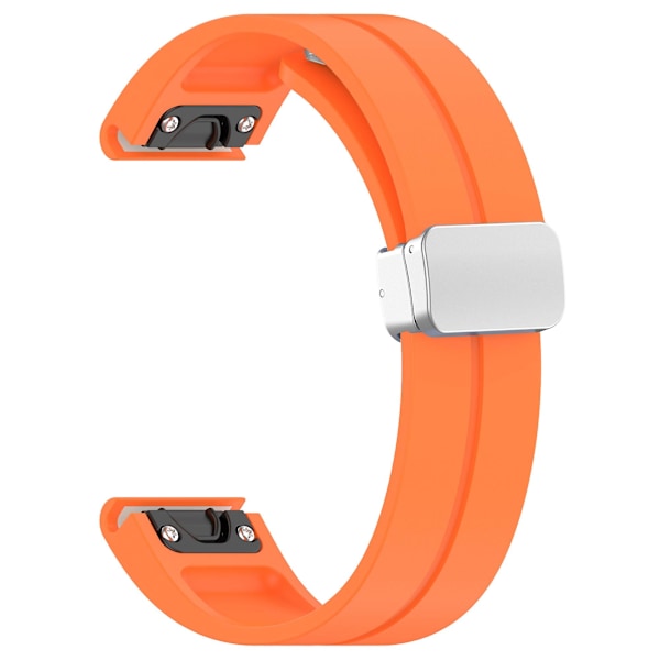 Silikoninen 26mm taittuva hopeasolki ranneke Garmin Fenix 7x/7x Solar/tactix 7 Pro -kellolle Orange