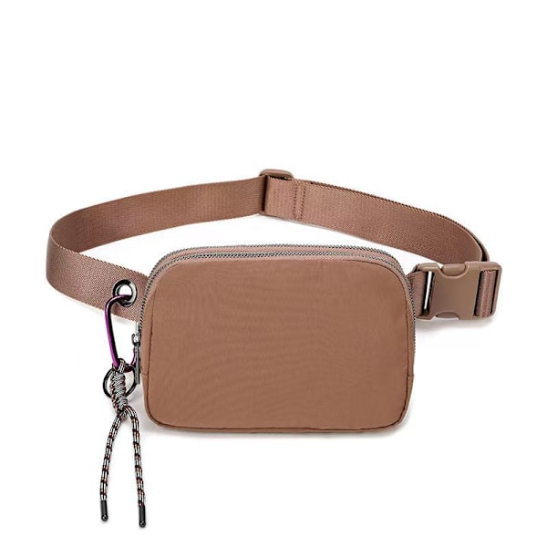 Unisex Mini Bältesväska med Justerbar Rem Liten Midjeväska för Träning Löpning Resor Vandring Brun
