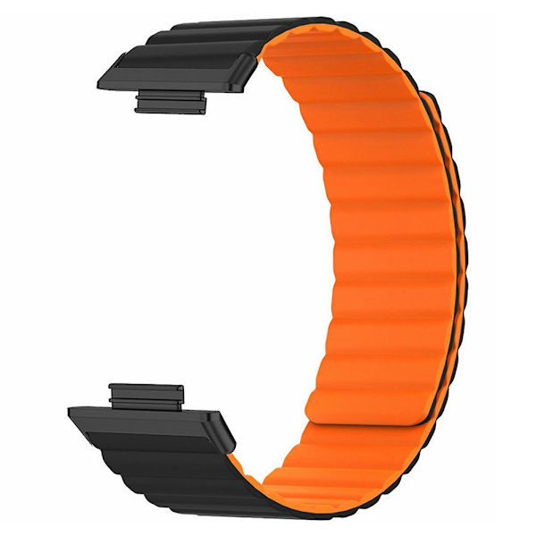 Magnetisk urrem i silikone, justerbar rem til Huawei Watch Fit 2 Black Orange