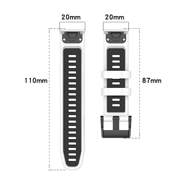 For Garmin Fenix 7S / Fenix 7S Pro Watch Strap 20mm Silikonsport Remmer White Black