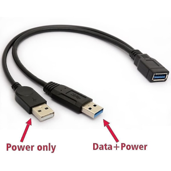 USB 3.0 -kaapeli Power Y-sovitin Tyyppi A Johdin uros-naaras Jatkokoodi 30 cm (d-4-)