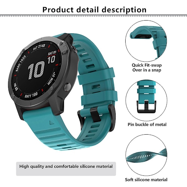 KLB-AWGJ-001 Garmin Fenix 7 / 7 Pro 22mm ranneke, kovera piste silikoniranneke Green