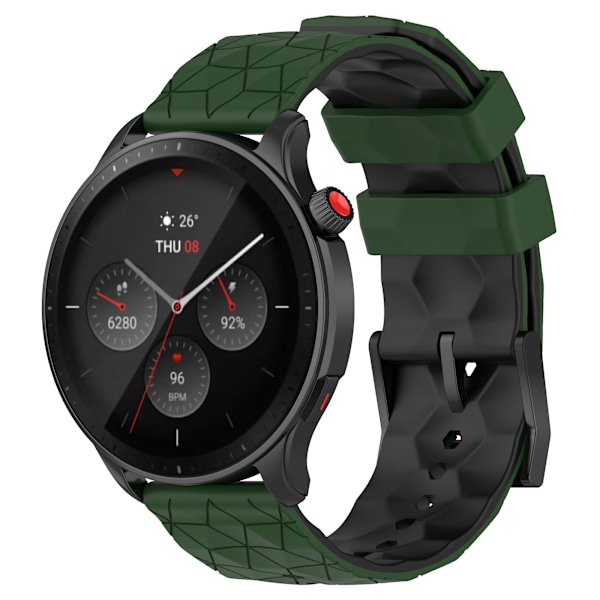 Huami Amazfit GTR 4 46mm:n jalkaranneke, jalkapallokuvioinen kaksiväri 22mm silikoniranneke Army Green  Black