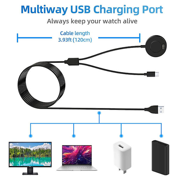 Opladerholder Stand USB-opladningskabel Strømadapter Til Fenix 5 5s 6 7 945 245