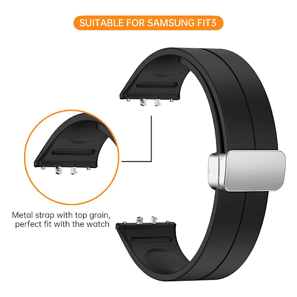 For Samsung Galaxy Fit3 erstatningsarmbånd - Mykt silikonarmbånd med magnetisk foldespenne White