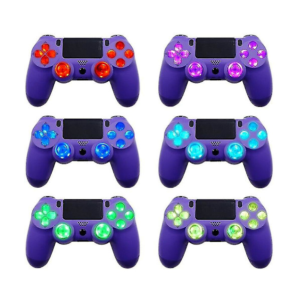 Tumsticks Ansiktsknappar Dtf Led Kit 6-färgs belyst D-pad för Ps4 Controller Elektronisk maskintillbehör