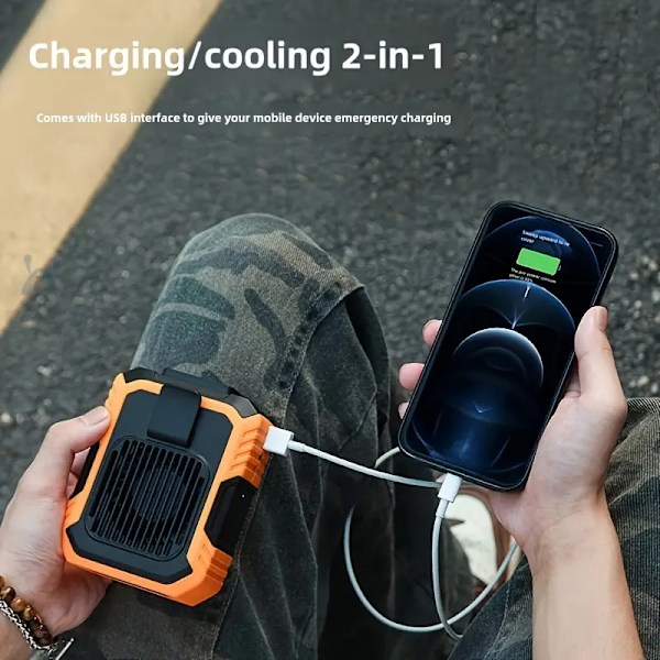 Fläkt - Bärbar USB Uppladdningsbar Midjefläkt, 4000 Mah Batteri (Orange)