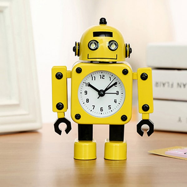Kreativa barn Tecknad Robot Väckarklockor Student Personlig Stum Metall Tillverkning Bord Väckarklockor Barn Julklapp blue
