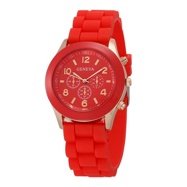 Dameure 2021 Nyt mode luksusmærke Dameur Silikoneremme Quartz Armbåndsur red