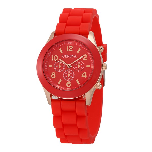 Damklockor 2021 Nytt mode lyxmärke Watch Silikonarmband Quartz Watch red