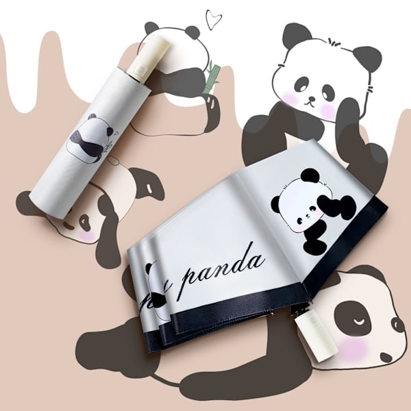 1 stk. Sort og hvid kat mønster folde paraply, regntæt solskærm UV rejse paraply Chubby Panda
