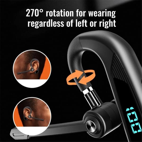 Trådlöst headset V5.2 Hörlurar Bluetooth Musikljud Öronsnäcka Batteridisplay Blue