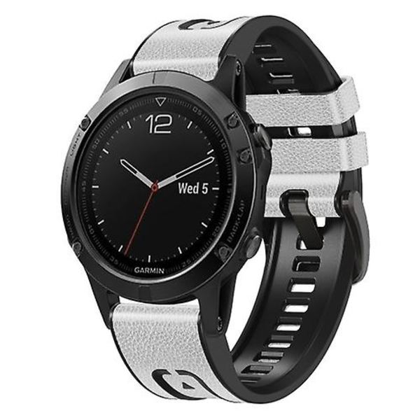 For Garmin Fenix ​​7 Quick Release Silikon Leather Watch Band HTK White