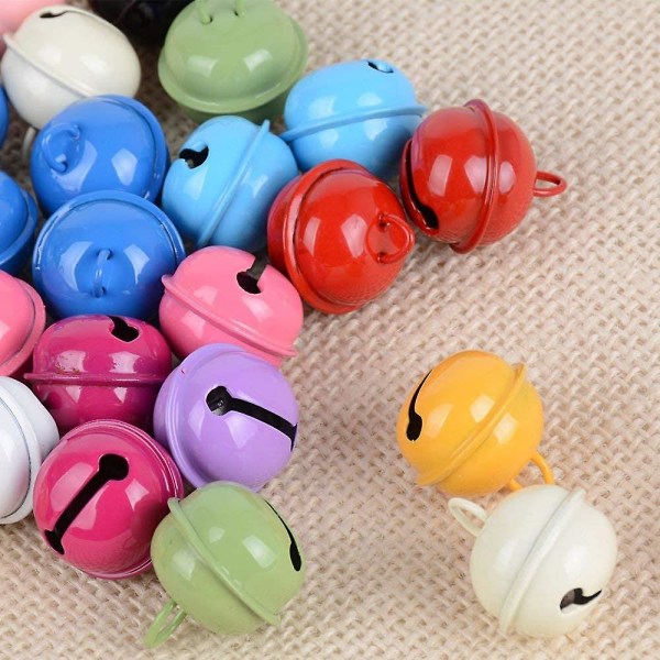 30 stycken färgglada metallklockor med ögla för hantverk 22 mm diameter 15 färger för juldekoration Hantverk Pet Bells Je