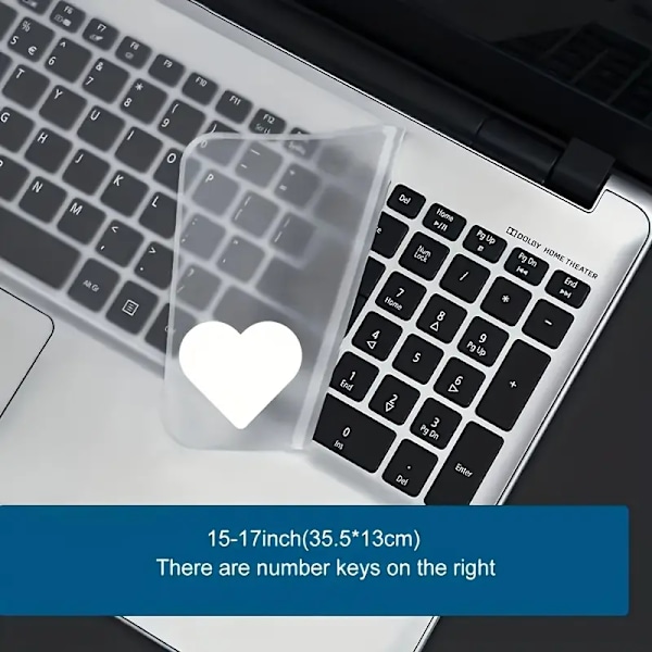 14,3 x 5,2 tums silikon tangentbordsfodral för 15,6 tums 17,3 tums bärbara datorer med numerisk knappsats (Ren)