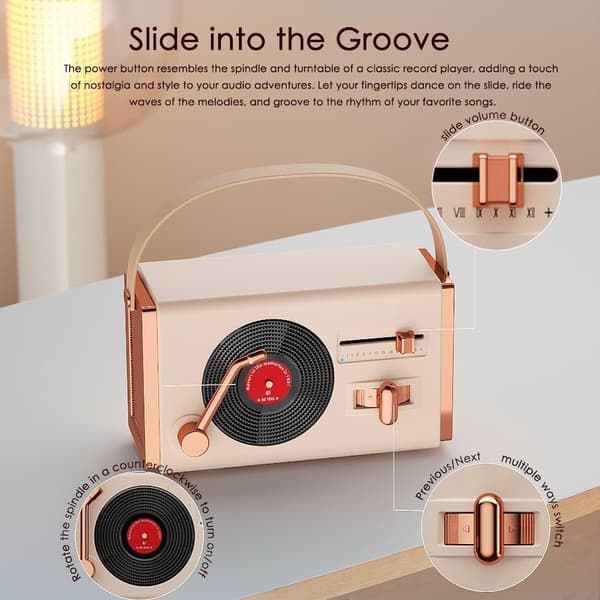 Bluetooth-høyttaler Liten Retro, 6 timers spilletid (Beige)