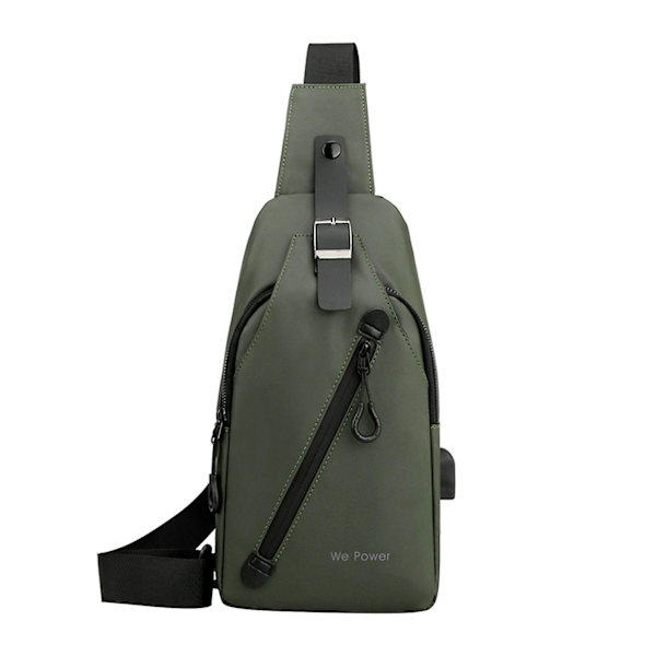 Trendig USB-bröstväska för män, vattentät crossbody-väska, affärsryggsäck Green