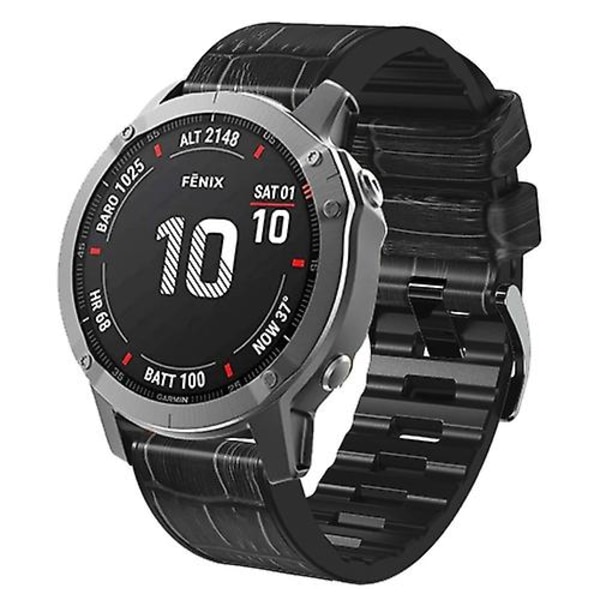 Til Garmin Fenix ​​7x/6x Pro/tactix 7 26mm Crocodile Texture Silikone Læder Urbånd RZW Black