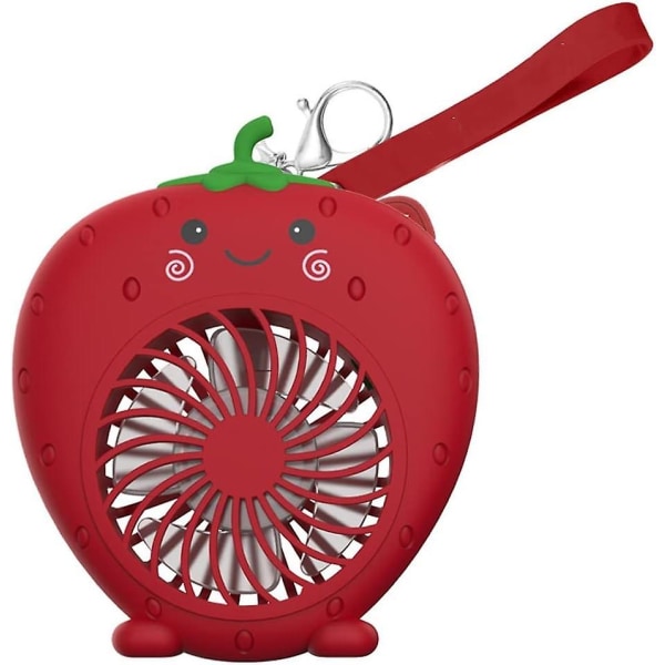 Tecknad minifläkt USB laddning Bärbar liten fläkt Söt frukt Handhållen bärbar minifläkt för skrivbordsficka (röd jordgubb, 1 pack)