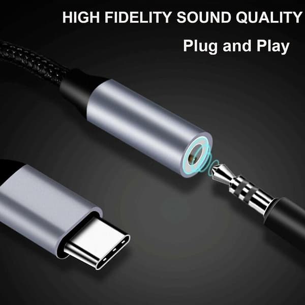 USB C til 3,5 mm jackstik, USB C 3,5 mm adapter, USB C Aux-adapter, USB C til 3,5 mm Aux-lydadapter, USB C hovedtelefonadapter