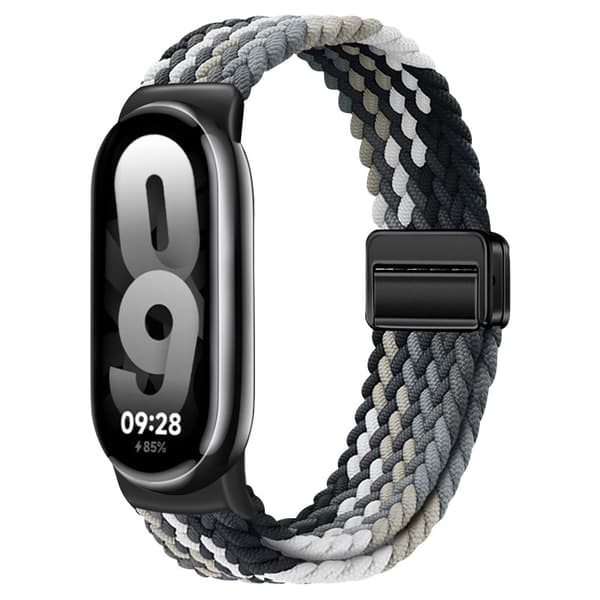 Armbånd til Xiaomi Mi Band 10/9/8, vævet nylonrem (mørkegrå)