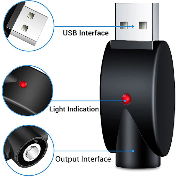 2PCS Lader USB Trådkabel, Bærbar USB Lader, med LED Indikatorlys, Intelligent Overladningsbeskyttelse