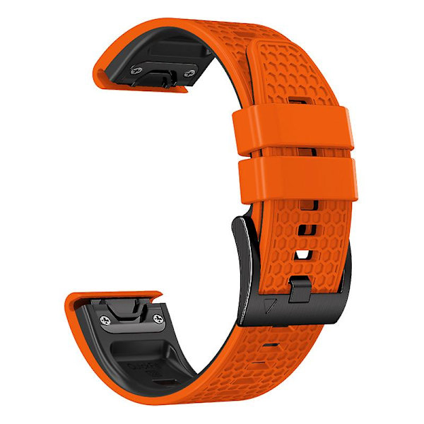 Dot Texture Silikonband för Garmin Tactix 7 Pro / Fenix 7x / 6x Pro / 5x Plus, 26mm Tvåfärgat Klockarmband Orange Black
