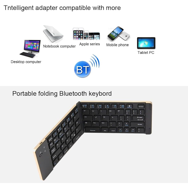 Sammenleggbart tastatur BT66, trådløst Bluetooth 66 taster, støtter Android / iOS (blå)